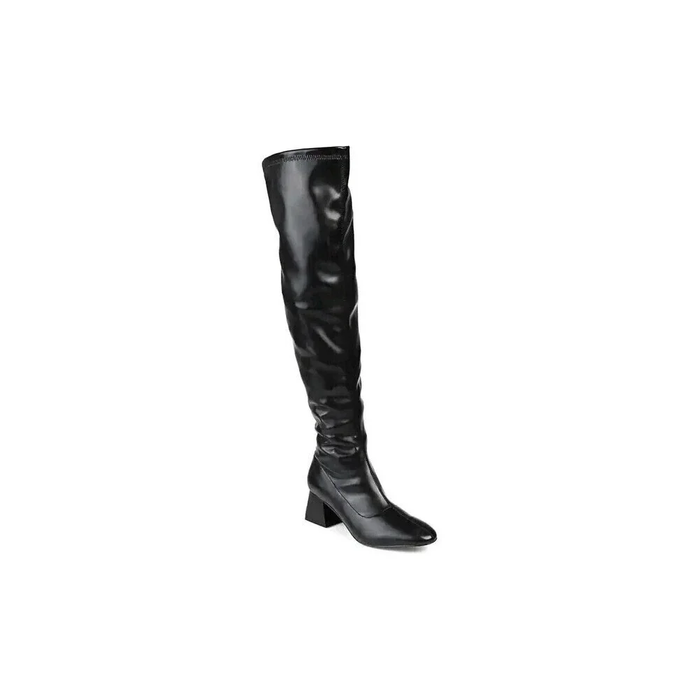 Journee Collection Womens Black Block Heel Melika Over the Knee Boots 7 XWC